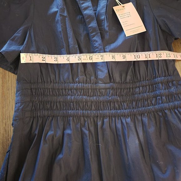 Quince 100% Organic Cotton Tiered Maxi Dress NWT Navy Small - Picture 3 of 6